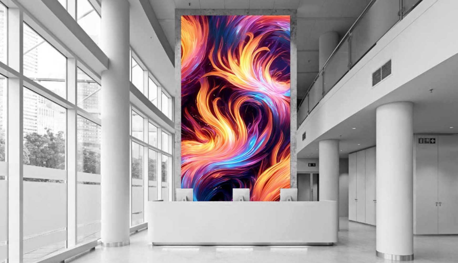 large led wall inside of an innovative space