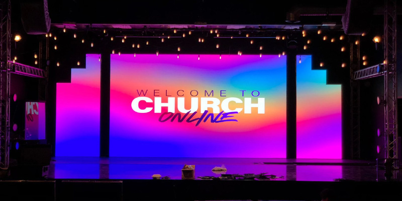 church led wall set up at strong tower misistries in galveston, tx